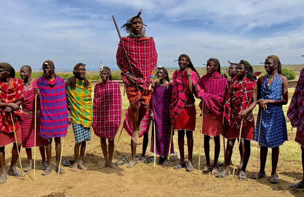 Maasai peope in atraditional dance in Kenya